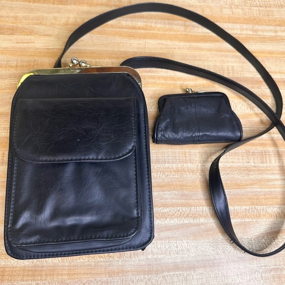 Accessory Works Handbags - Vintage Cigarette Case/Black Snap Lock Strap Purse with Coin Purse Black & Gold